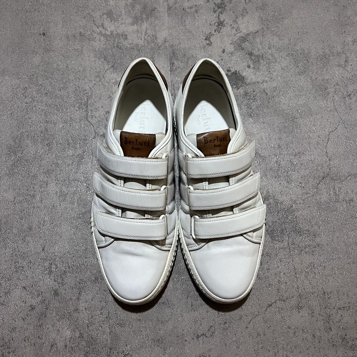 Berluti Berluti Playfield Velcro Leather Sneakers White Size US 7.5 / EU 40-41 - 4 Thumbnail