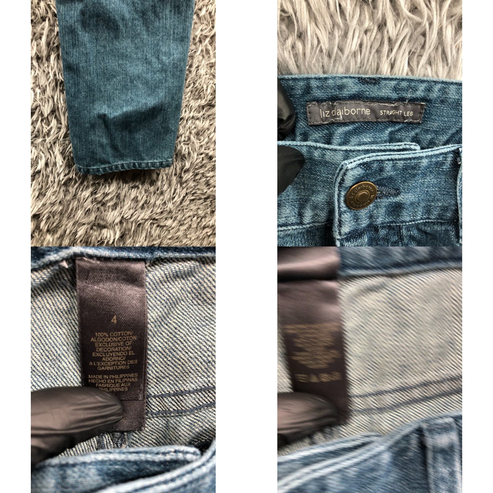Liz Claiborne Liz Claiborne Jeans Straight Womens Size 4 Medium Wash Blue 5-Pocket Denim Cotton Regular Rise Mid 30in Inseam Belt Loops Logo Zip Button Mens? Size 27" / US 4 / IT 40 - 8 Thumbnail