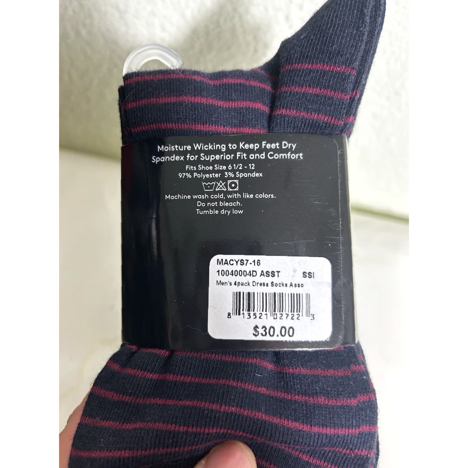 Vintage Adolfo Men Dress Socks Dark Blue With Patterns 4 Pairs 6.5-12 Moisture Wicking Thigh High Business Socks Size ONE SIZE - 6 Thumbnail