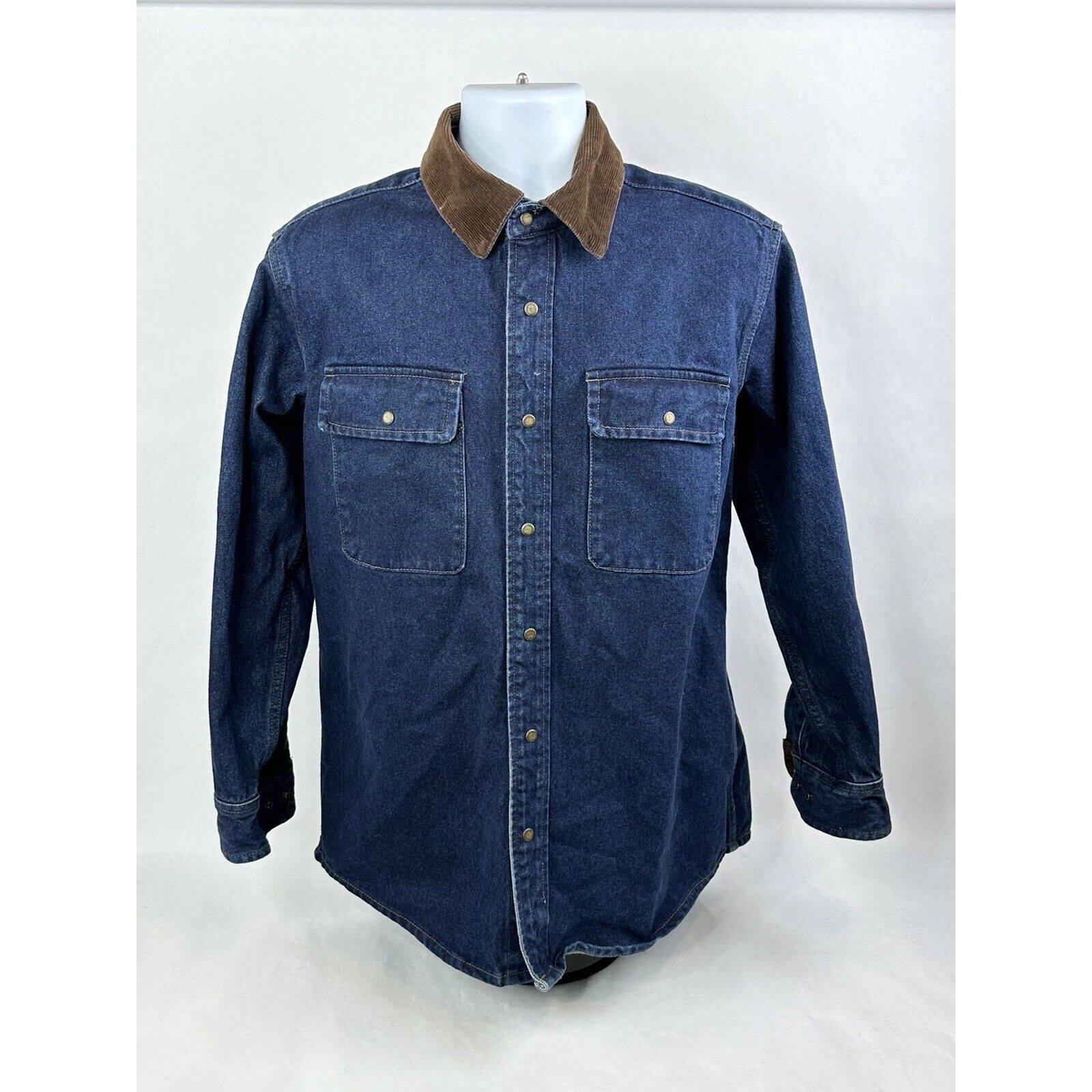 image of Vintage John Galt Jean Trucker Jacket Mens Xs-Small Blue Corduroy Collar And Cuffs NWT in White