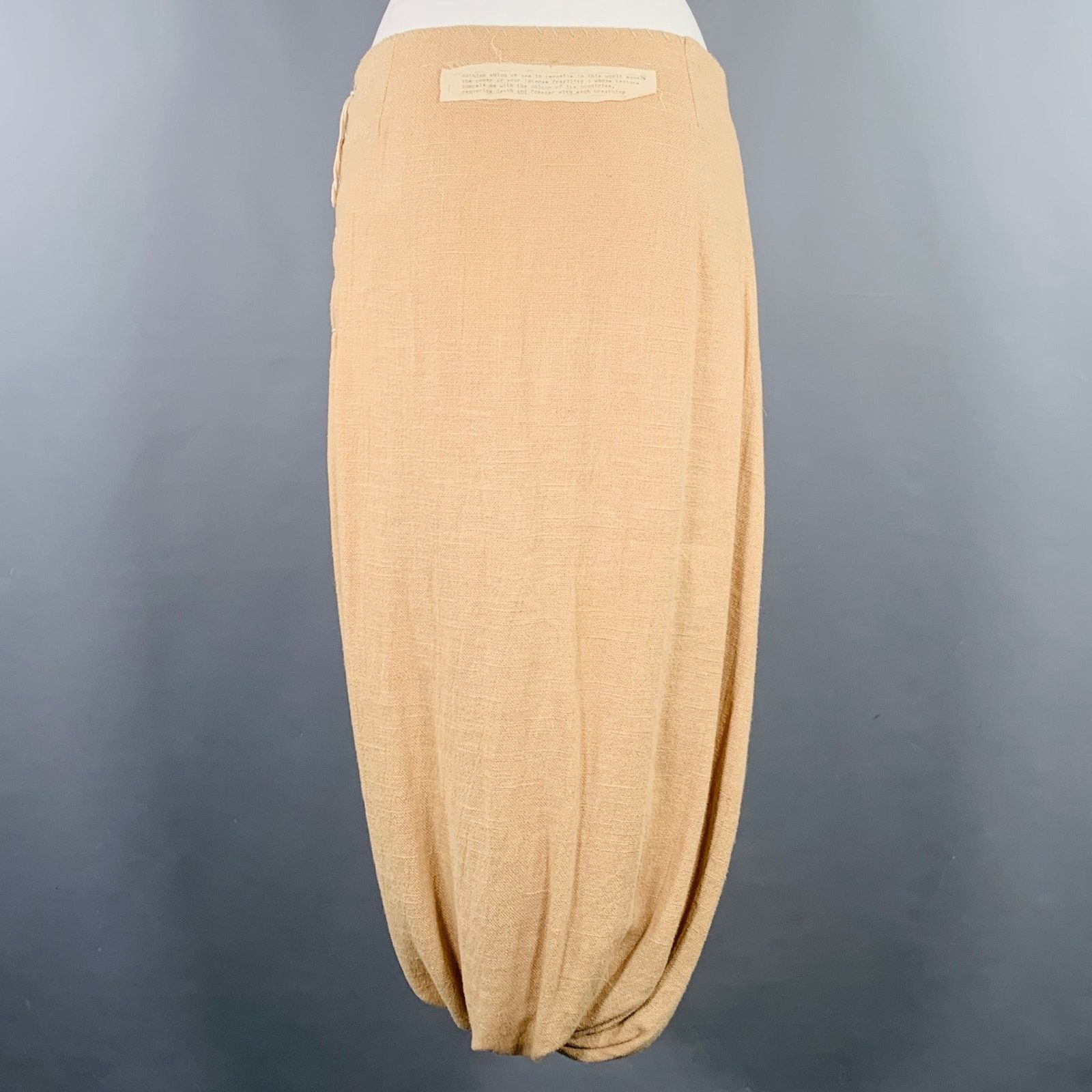 Other HAZEL BROWN S Beige Natural Linen Woven Bubble Hem Skirt Size 27" / US 4 / IT 40 - 2 Thumbnail
