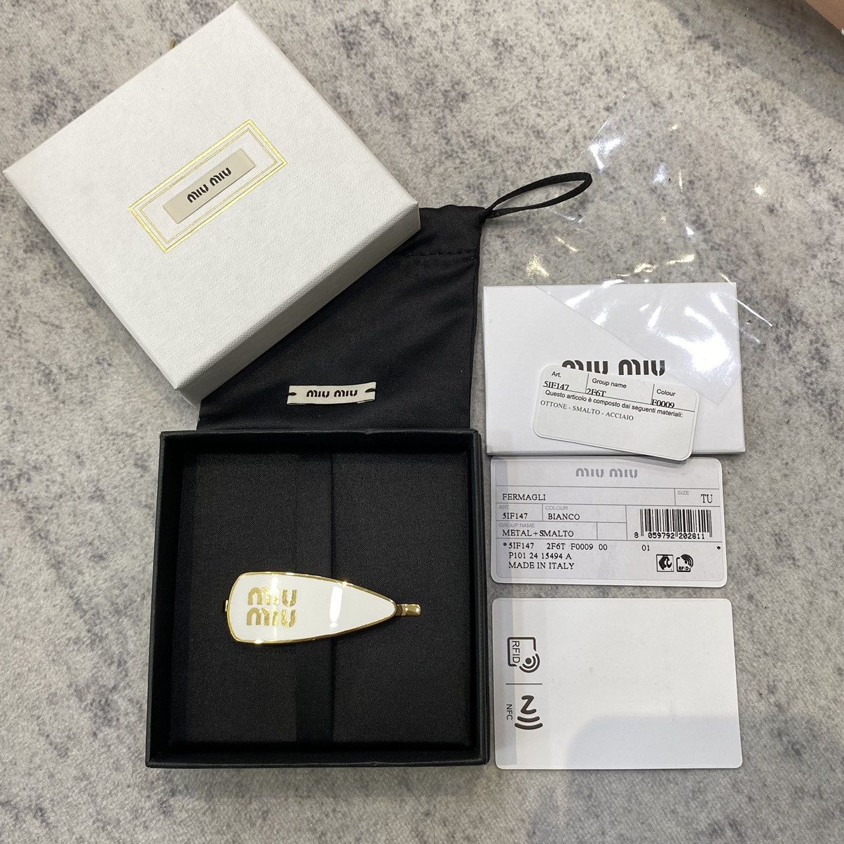 Miu Miu MIU MIU Enameled Metal Hair Clip WHITE Size ONE SIZE - 6 Thumbnail