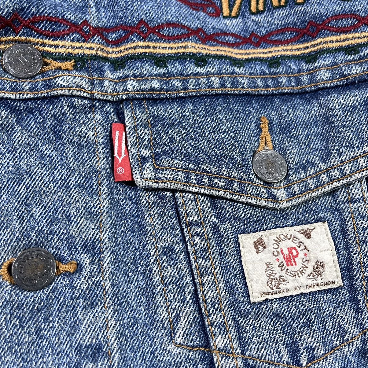 Rare!! Vintage CHEVIGNON Conquest Embroidery Denim Jacket