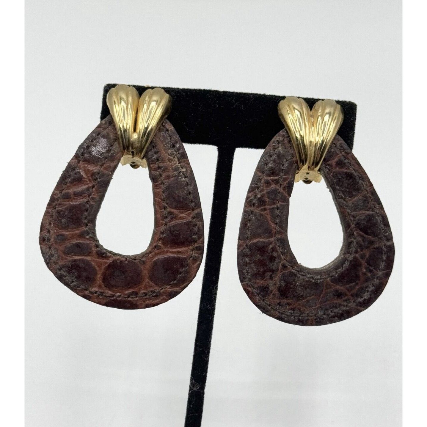 Vintage Vintage 80s leather dangle drop earrings Size ONE SIZE - 1 Thumbnail