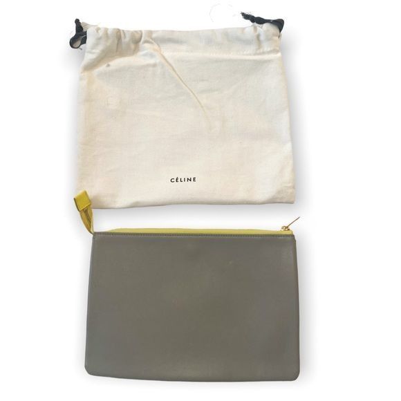 Celine New Celine Yellow/Grey Leather Duo Small Pouch Clutch Bag Size ONE SIZE - 4 Thumbnail