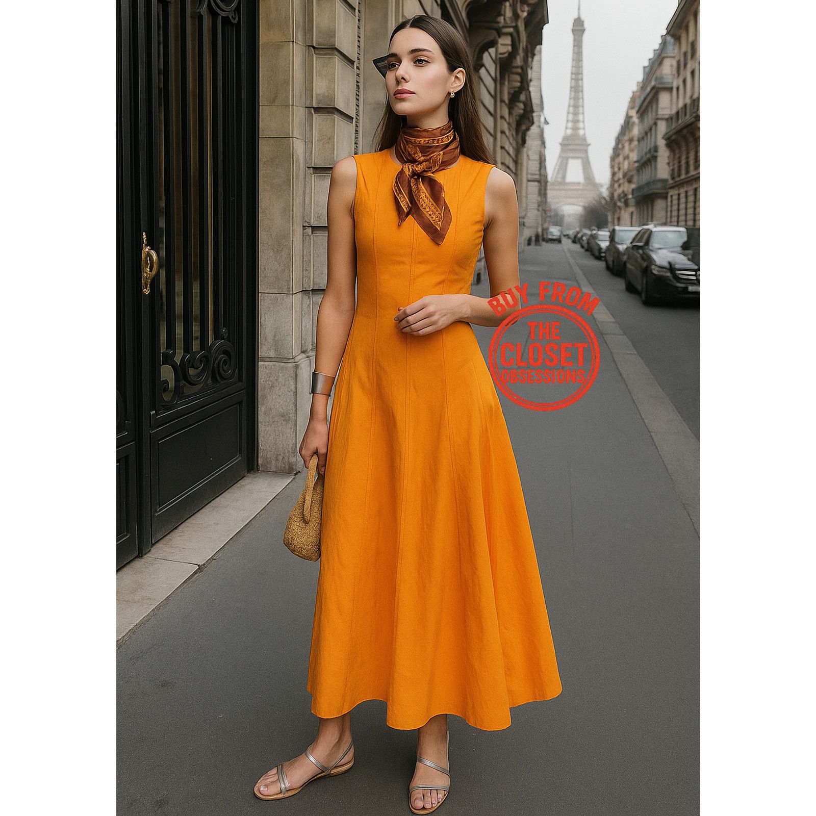 Zara ZARA Orange A-Line Midi Dress NWT Size L / US 10 / IT 46 - 9 Thumbnail