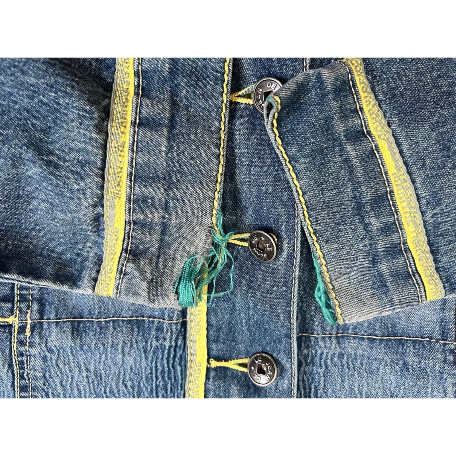 Denime VINTAGE Girbaud Jacket Denim Shacket 90s Collared Button Long Sleeve Women L Blue Denim Jacket Casual Party/Cocktail Size L / US 10 / IT 46 - 6 Thumbnail