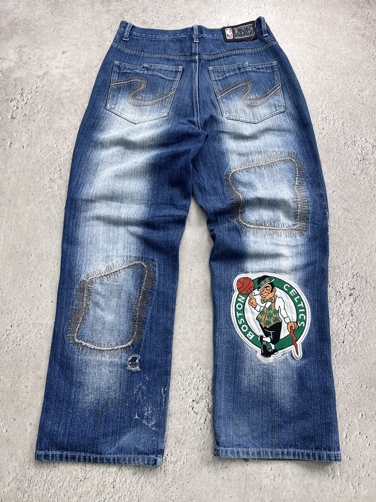NBA × Vintage VINTAGE NBA UNK DENIM BAGGY JEANS JERSEY Y2K Size US 32 / EU 48 - 13 Thumbnail