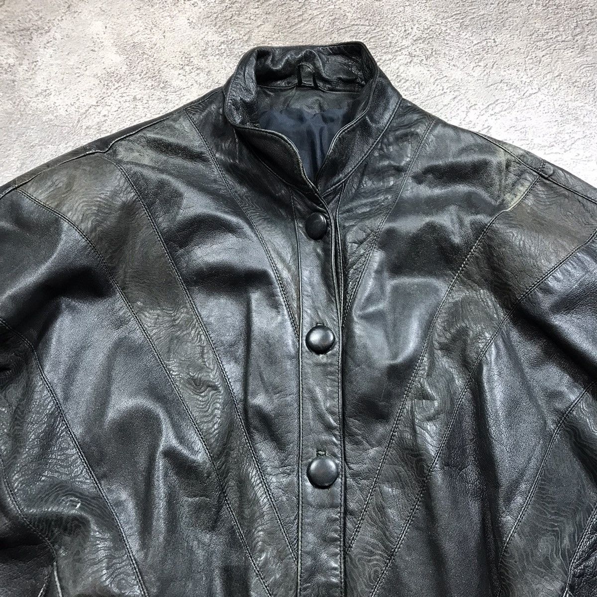 Genuine Leather Vintage 90s Black Leather Bomber Jacket Streetwear Y2K L Size US L / EU 52-54 / 3 - 3 Thumbnail