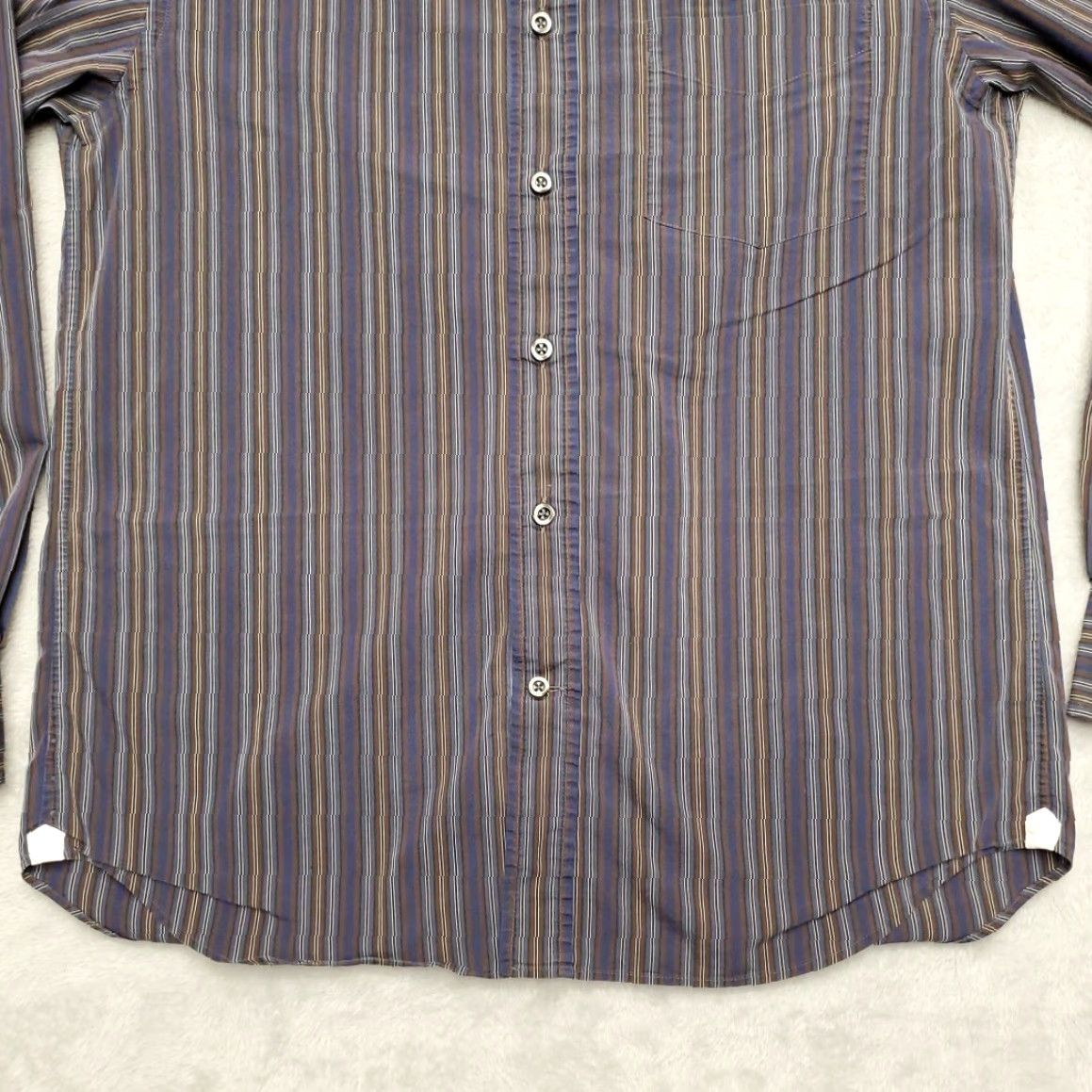 Canali VINTAGE Canali Shirt Mens M Brown Striped Long Sleeve Button Casual Made in Italy Size US M / EU 48-50 / 2 - 2 Thumbnail