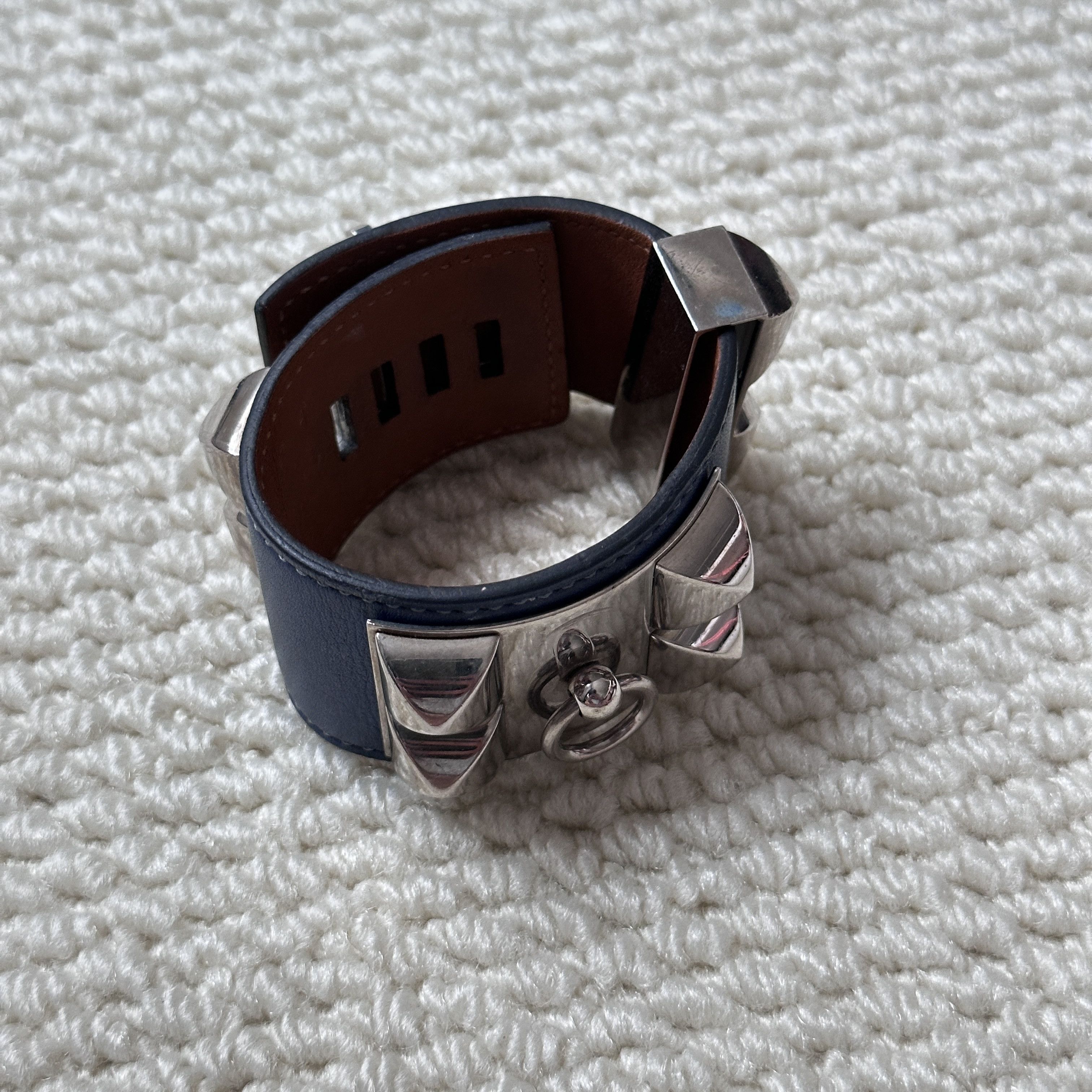Hermes HERMÈS BLUE LEATHER COLLIER DE CHIEN BRACELET Size ONE SIZE - 10 Thumbnail