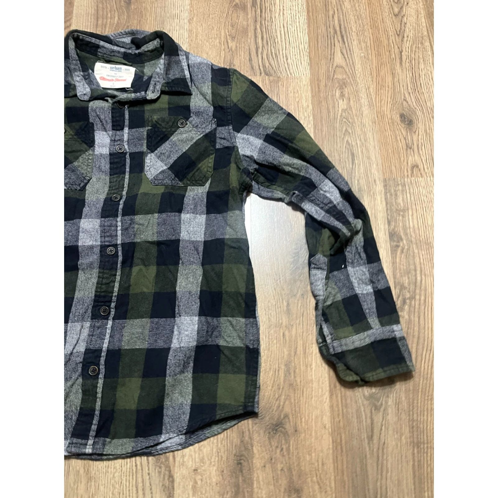 Vintage Urban Pipeline Shirt Mens Large Green Black Plaid Button Up Flannel Casual Size US L / EU 52-54 / 3 - 4 Thumbnail