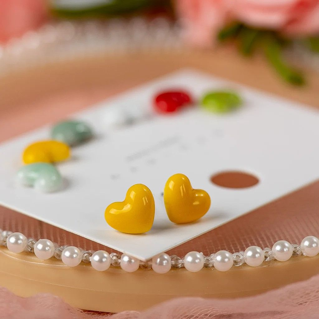 Jewelry Love Heart Stud Earrings Ceramic Ear Gift For Her Size ONE SIZE - 1 Preview