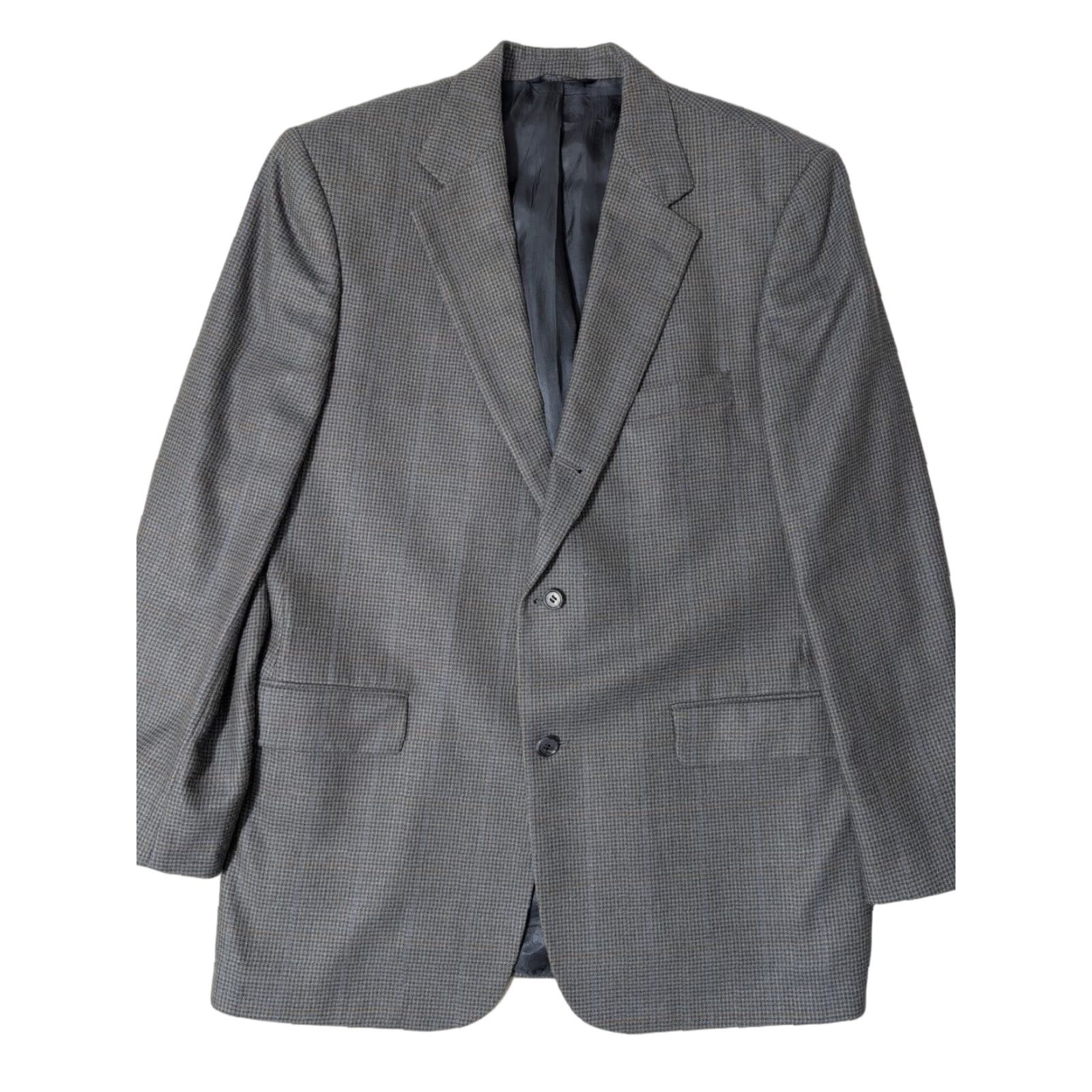 Brooks Brothers Brooks Brothers Blazer Mens 41R Wool/Silk Houndstooth Blue Gray Single-Breasted Notch Lapel 42 Chest Regular Fit Sports Coat Size 42R - 1 Thumbnail