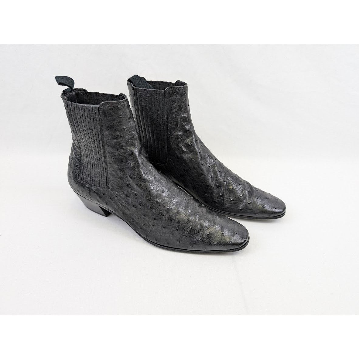 Saint Laurent Paris o1rshd1 Ostrich Leather Boots in Black Size US 8 / EU 41 - 15 Thumbnail