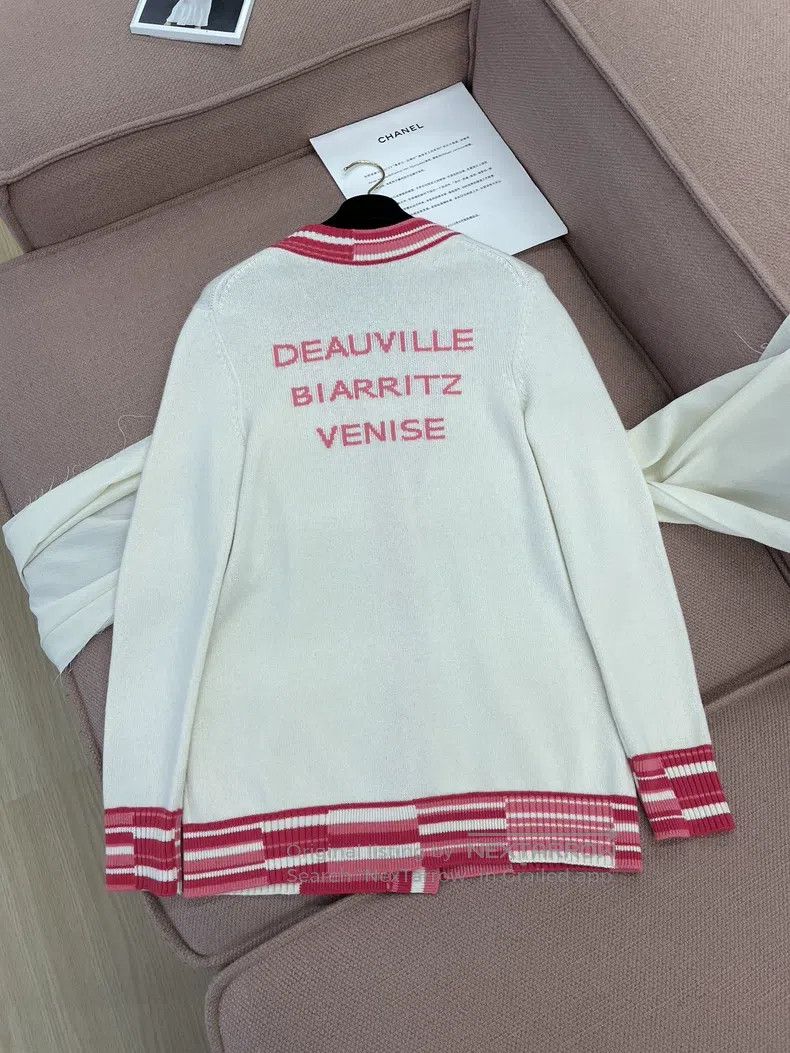 Chanel Chanel Pink and white color-blocked striped cashmere knitt Size XXS / US 00 / IT 34 - 3 Thumbnail