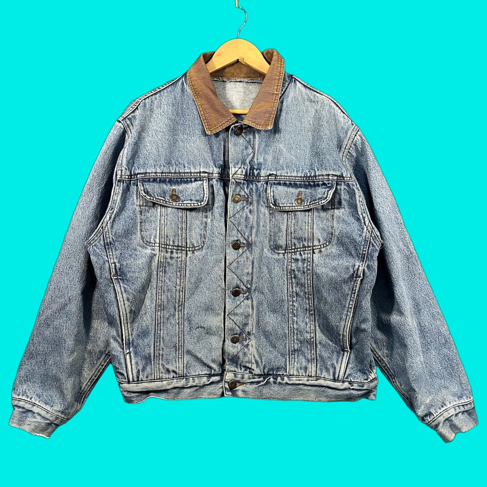 Wrangler VINTAGE Wrangler Denim Jacket Trucker Corduroy Collar Mens XL 80s Denim Jacket USA Mens XL Blue Button Size US 36 / EU 52 - 1 Thumbnail