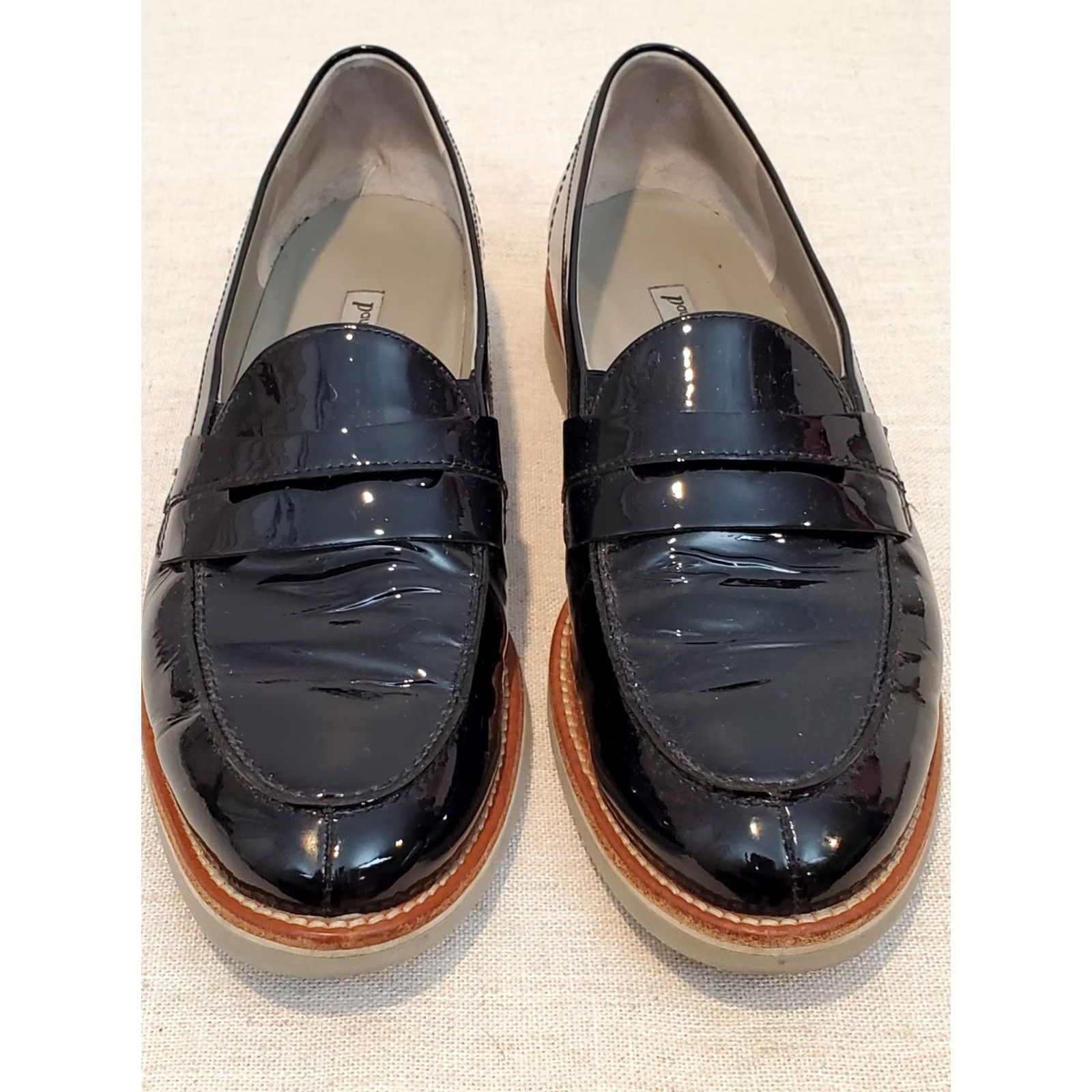 Vintage Paul Green Navy Patent Leather Slip On Loafers Womens Size US 9.5 Gray Sole Size US 8 / IT 38 - 3 Thumbnail
