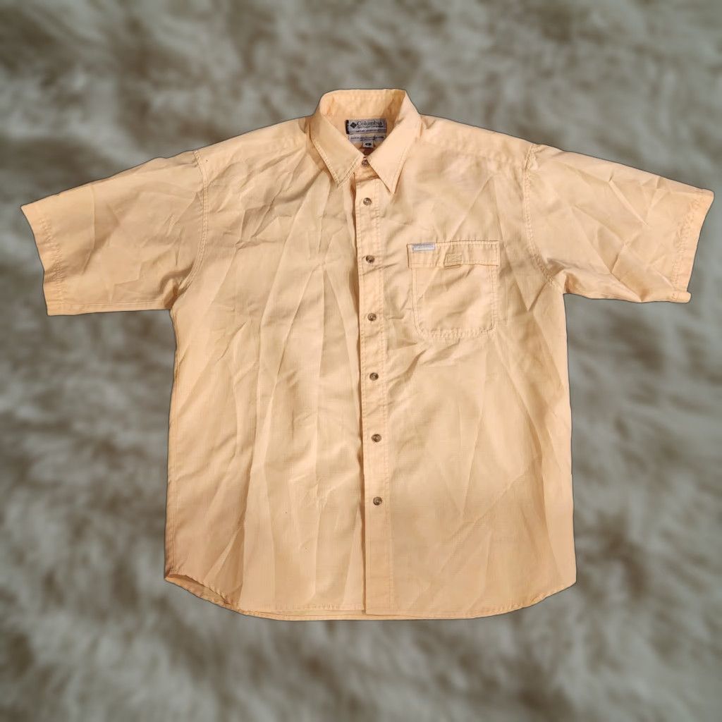 Vintage Columbia Fishing Shirt Mens XL Button Up Short Sleeve UV Yellow Camp Hiking Shirt Size US XL / EU 56 / 4 - 1 Thumbnail