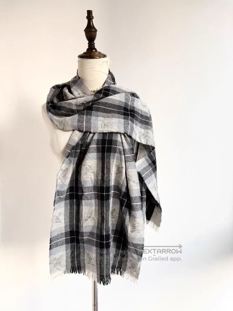 Vivienne Westwood Vivienne Westwood Gray Blue Plaid Full-print Saturn Scarf Size ONE SIZE - 6 Thumbnail