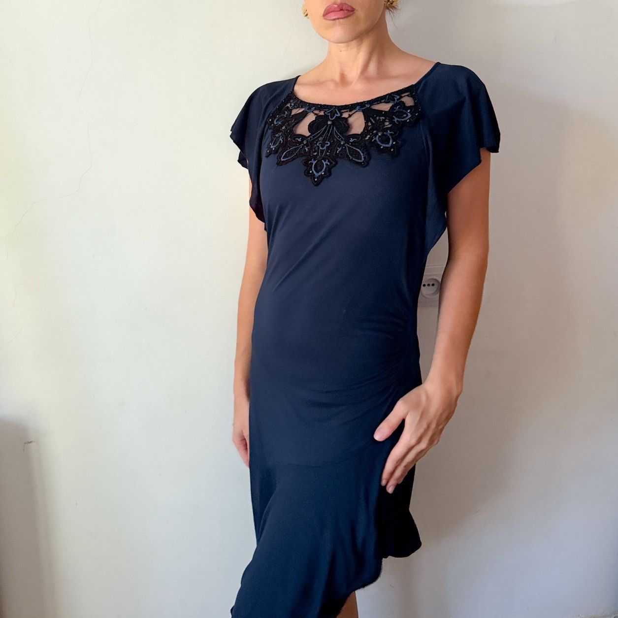 Karen Millen Vintage 2000s y2k Karen Millen midi asymmetric navy dress Size M / US 6-8 / IT 42-44 - 5 Thumbnail