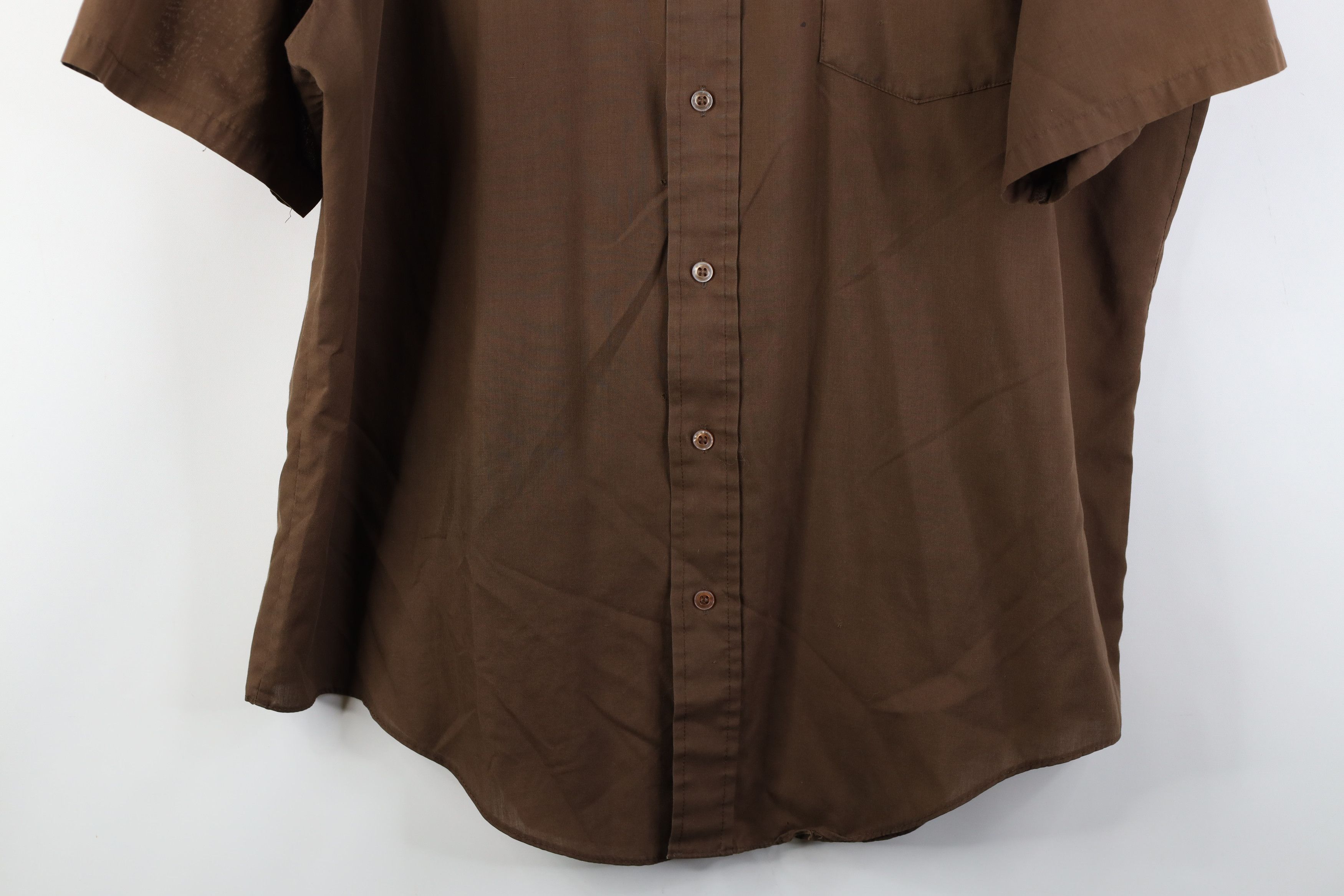 Vintage Vintage 70s Streetwear Short Sleeve Button Shirt Brown Size US XL / EU 56 / 4 - 3 Thumbnail