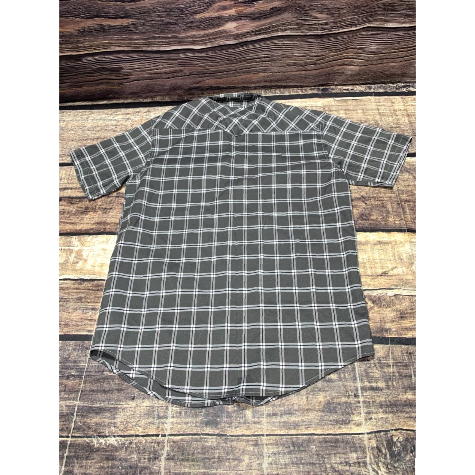 Vintage Western Casual Casual Country Mens Short Sleeve Pearl Snap Plaid Gray Large Shirt Size US L / EU 52-54 / 3 - 6 Thumbnail