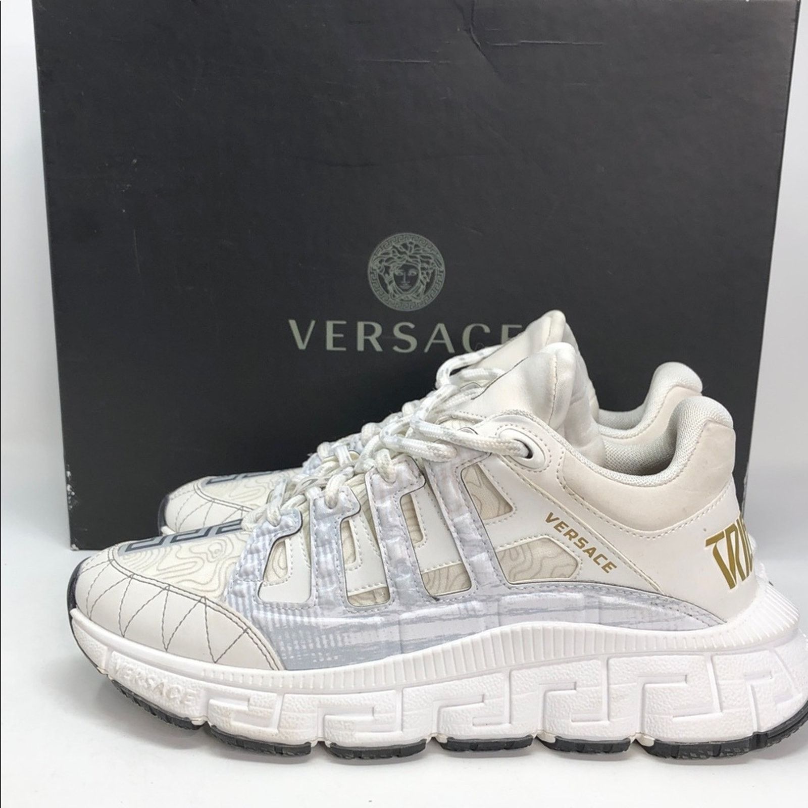 Versace Versace Womens Trigreca Bianco Oro DST539G Sneakers -Size 39 Size US 9 / IT 39 - 1 Thumbnail