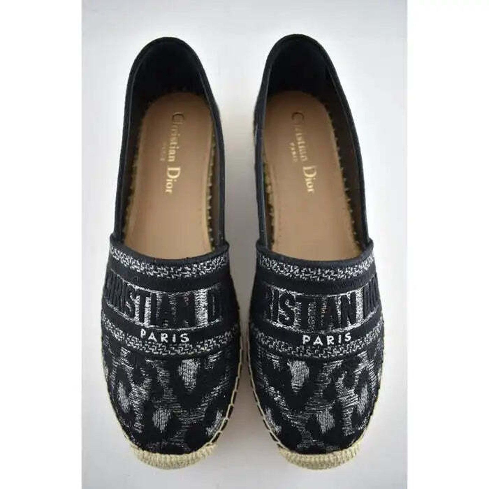 Dior Granville Mizza Lurex Embroidered Logo Espadrille Flat 37 Size US 7 / IT 37 - 8 Thumbnail