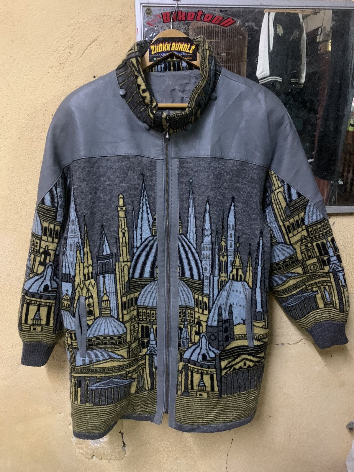 Japanese Brand × Vintage 90s PAPER PLANE Leather, Knitting Jacket Size US XL / EU 56 / 4 - 1 Thumbnail