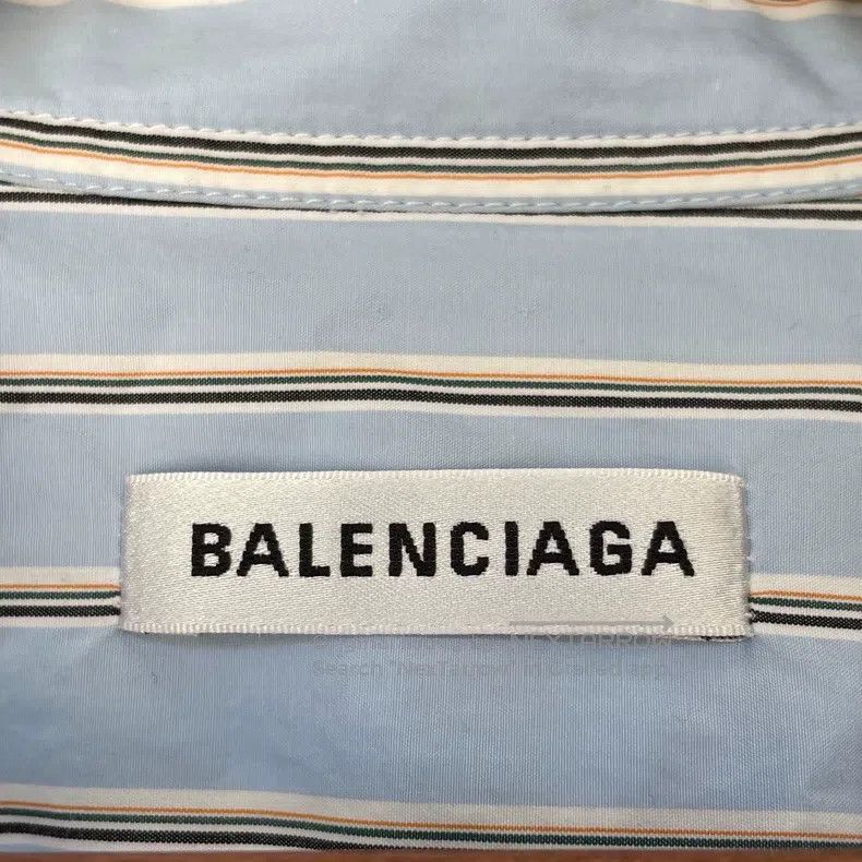 Balenciaga Balenciaga Light Blue Stripe Back Yellow Logo Long Shirt Size XS / US 0-2 / IT 36-38 - 7 Thumbnail