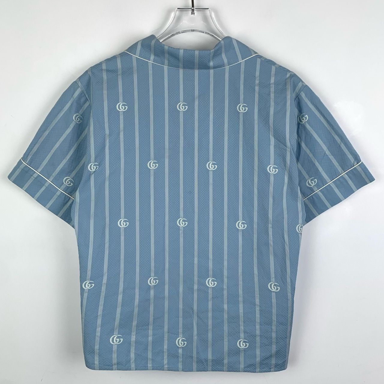 Gucci Gucci Double G Logo Embroidered Blue and White Striped Cotto Size M / US 6-8 / IT 42-44 - 8 Thumbnail