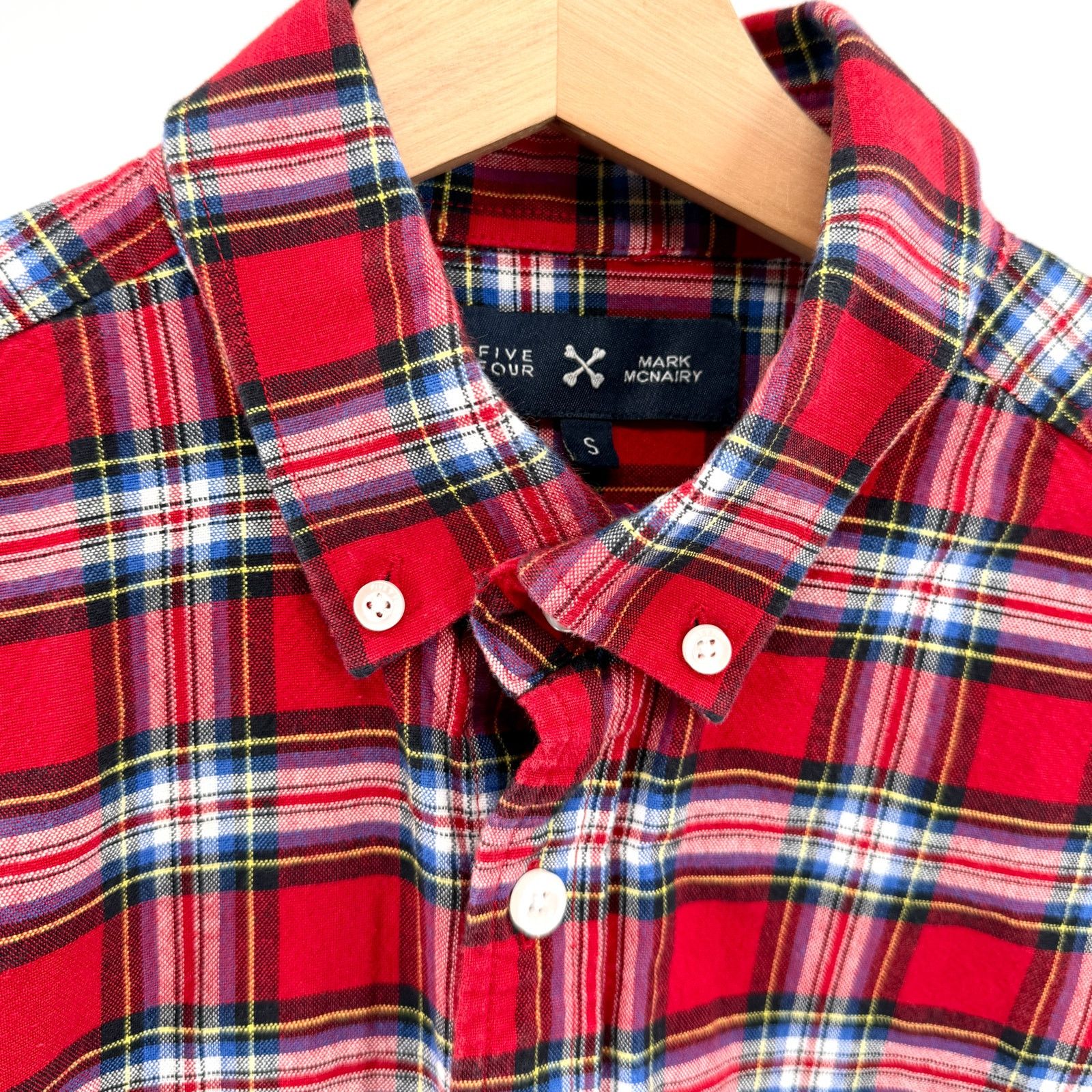 Mark McNairy Red Plaid 100% Cotton Heavyweight Button Down Shirt Size US S / EU 44-46 / 1 - 2 Thumbnail