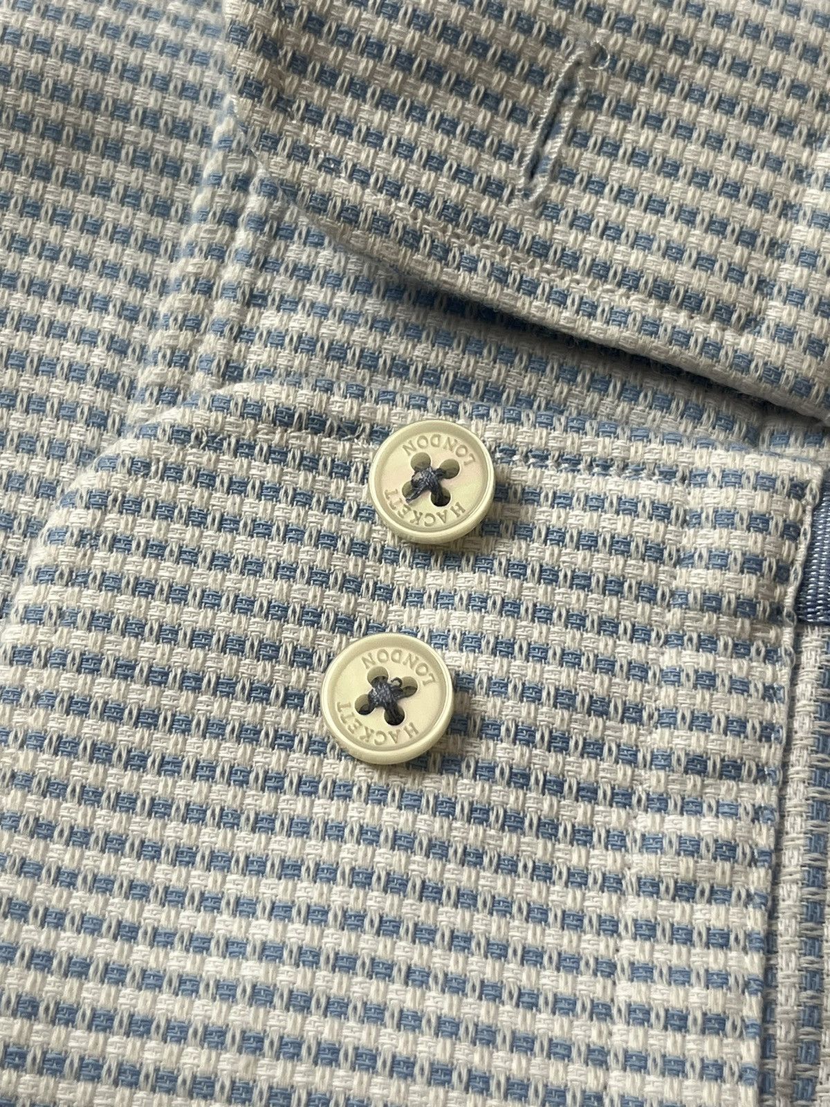 Hackett Hackett Slim Fit Jacquard Weave White/Blue Shirt Size L Size US L / EU 52-54 / 3 - 4 Thumbnail