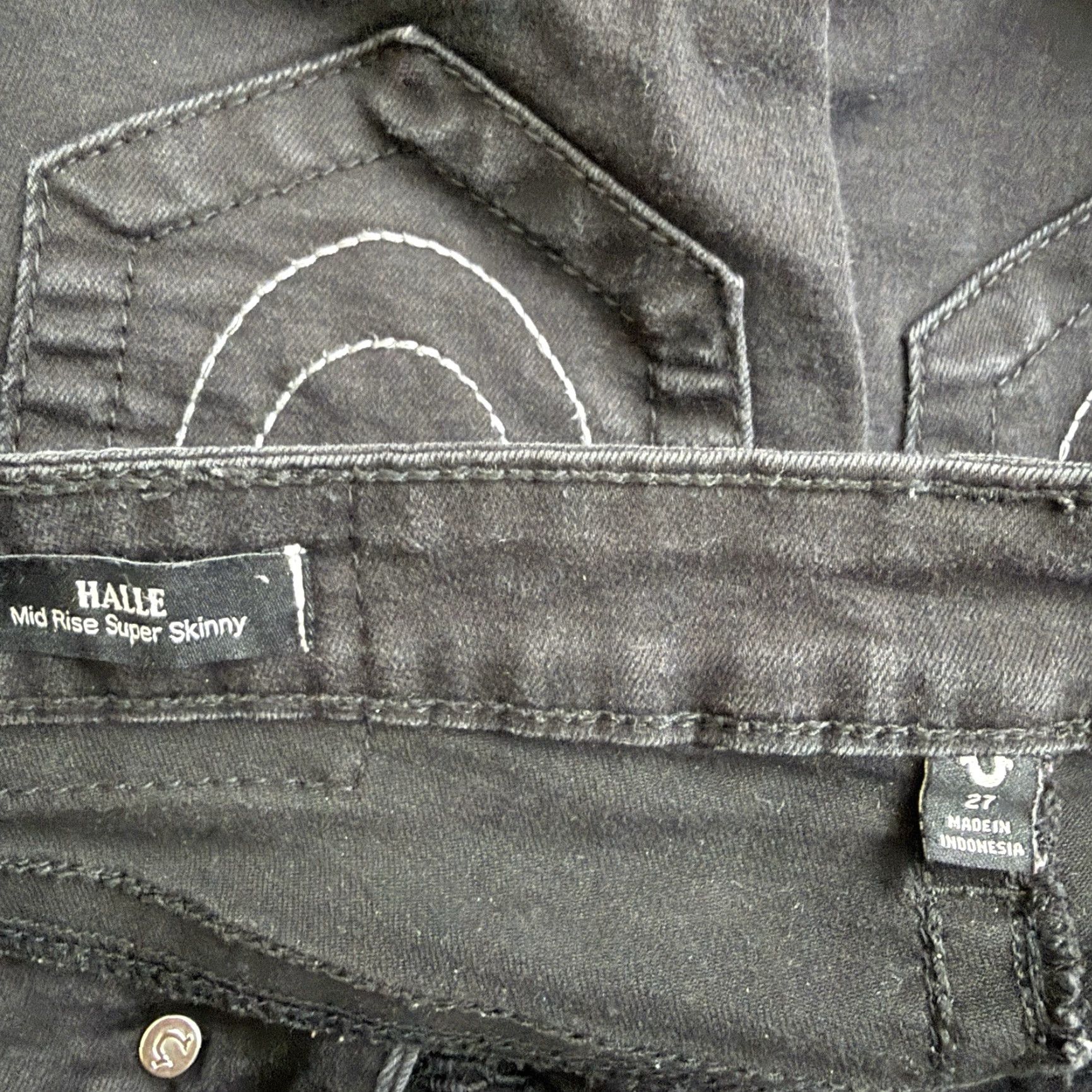 True Religion True Religion Halle Mid Rise Super Skinny Black Jeans Womens Size 27x28 Size 27" / US 4 / IT 40 - 4 Thumbnail