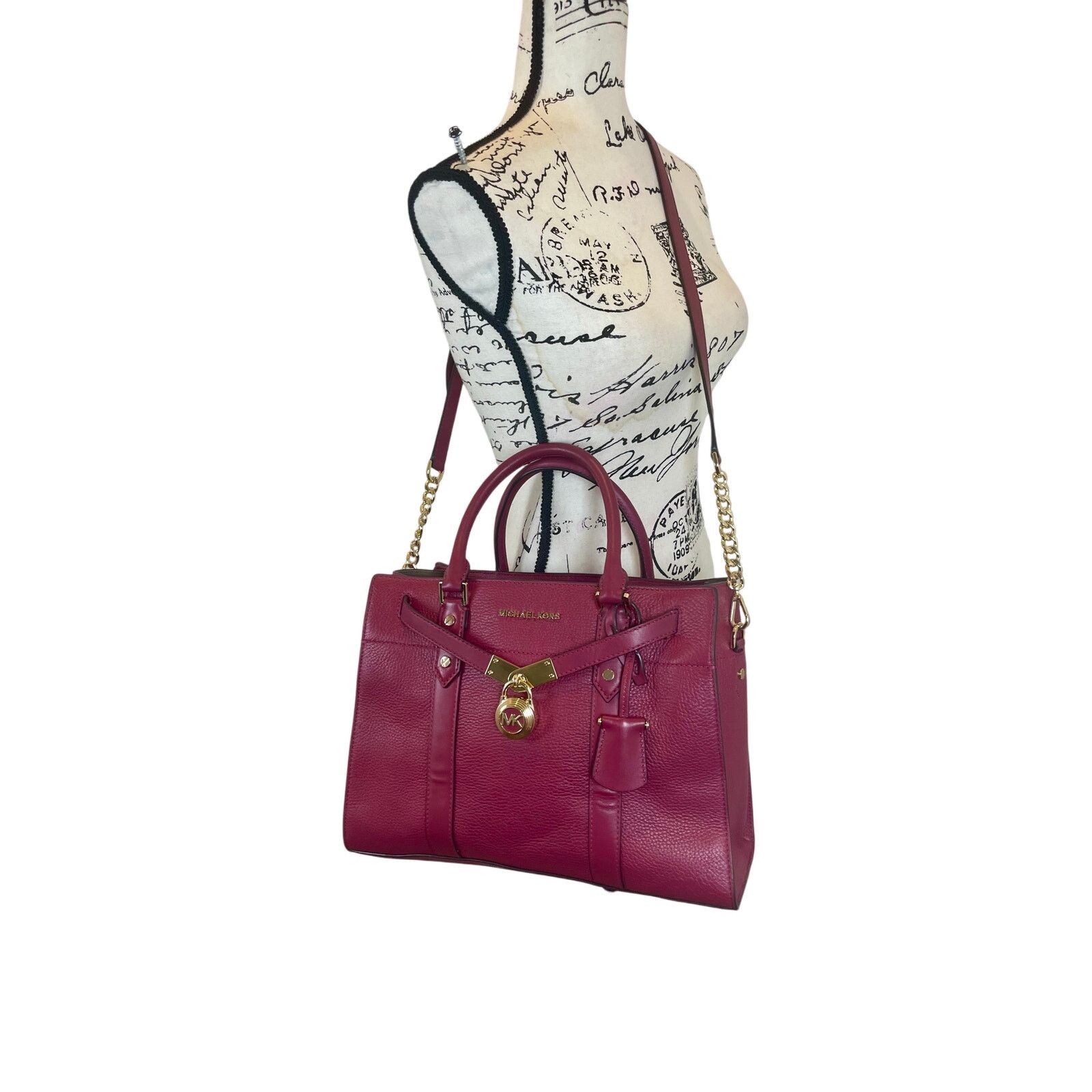 Michael Kors MICHAEL KORS NOUVEAU SATCHEL BAG PADLOCK KEY CROSSBODY BERRY Size ONE SIZE - 18 Thumbnail