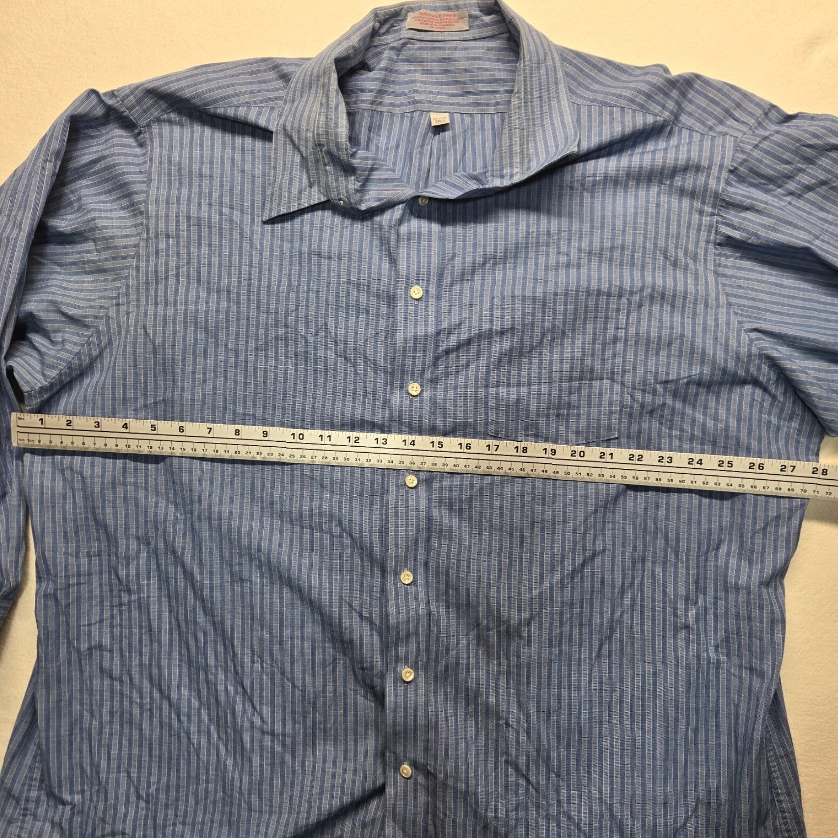 Vintage Blue Striped Button-Up Shirt Long Sleeve Adult Men's Size 20 Tall Casual Size US XXL / EU 58 / 5 - 4 Thumbnail