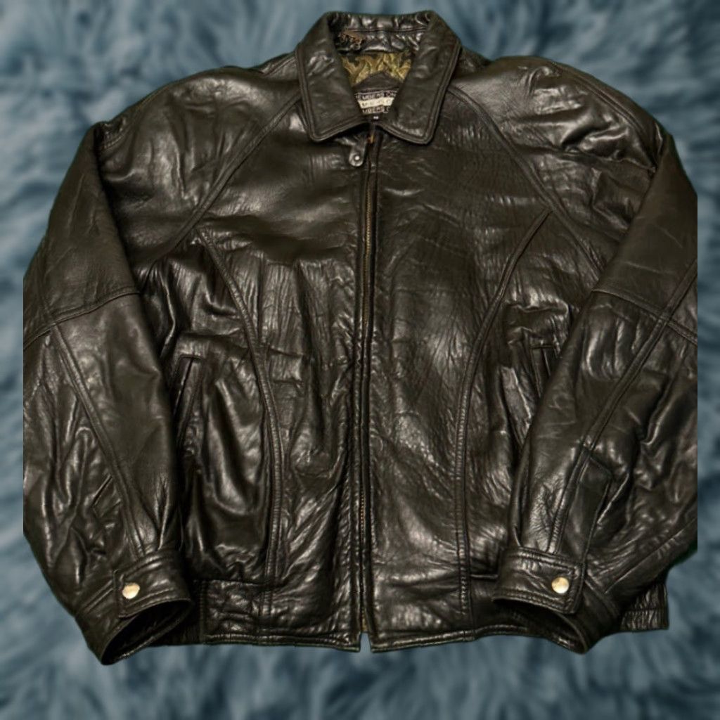 Members Only VINTAGE Members Only Leather Jacket XL 46 Mens Black Quilt Lined 80s 90s Motorcycle Punk Grunge Hip Hop Jacket Size US S / EU 44-46 / 1 - 1 Thumbnail
