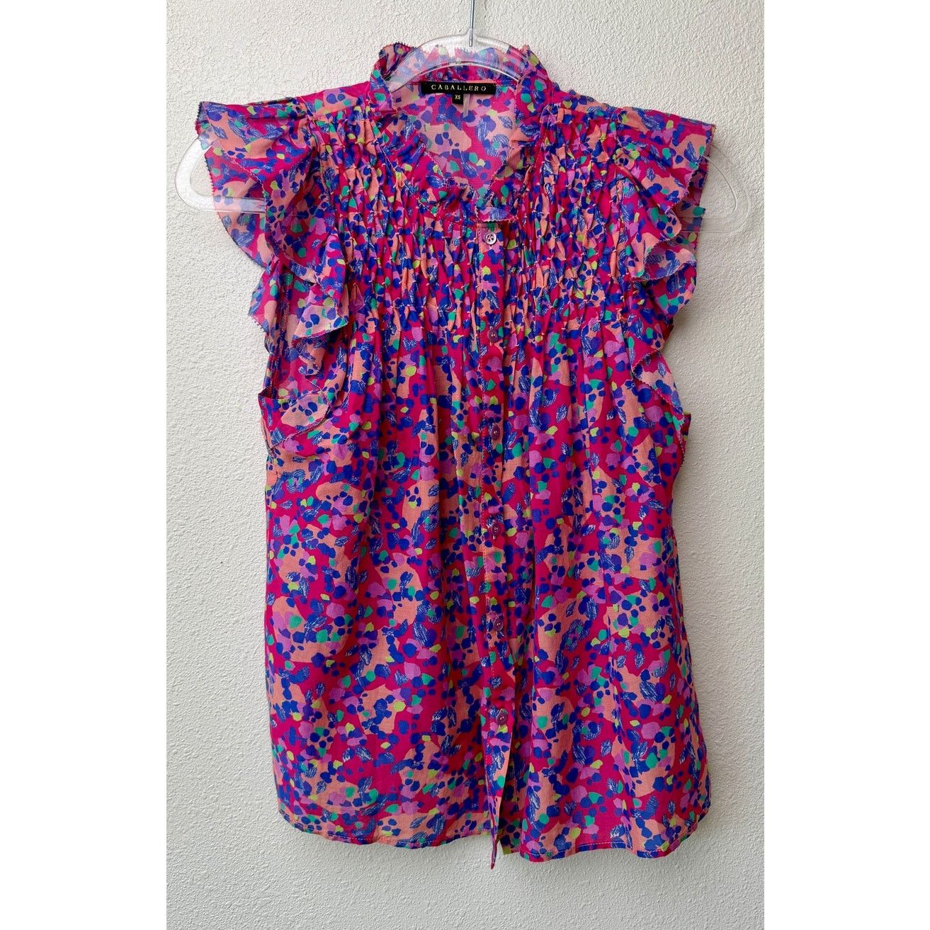 Other Caballero Evelyn Multi Dot Ruffle Top Women XS Pink Size XS / US 0-2 / IT 36-38 - 4 Thumbnail