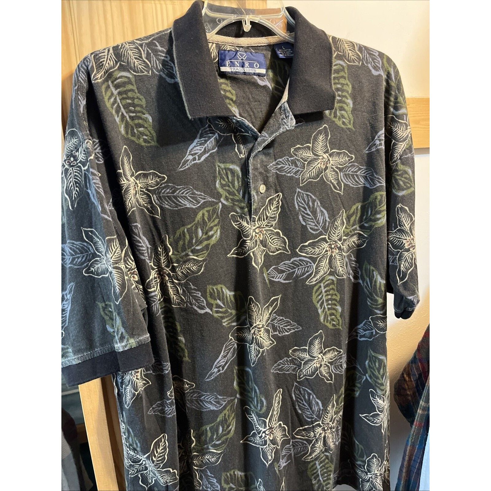 Enro Vintage Enro Mens L Short Sleeve Golf Polo Shirt Gray Floral Size US L / EU 52-54 / 3 - 2 Thumbnail