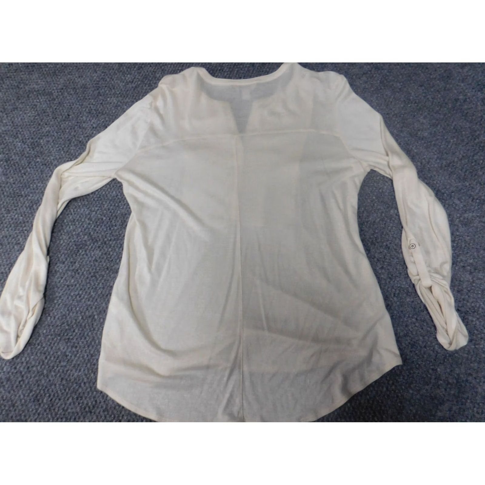 Lucky Brand Lucky Brand Blouse Womens M Beige Pullover Crew Neck Button Stretch Regular Classic Shirt UBan vintage: No Size M / US 6-8 / IT 42-44 - 7 Thumbnail
