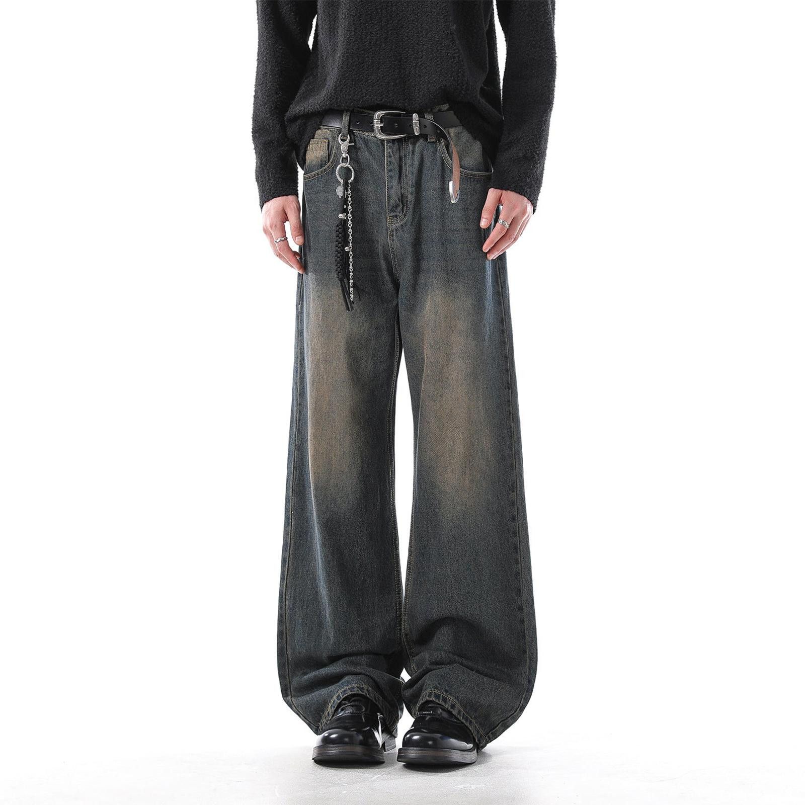 Jean Black Distressed Baggy Wide Leg Jeans, Barrel Leg Jeans Size US 32 / EU 48 - 5 Thumbnail