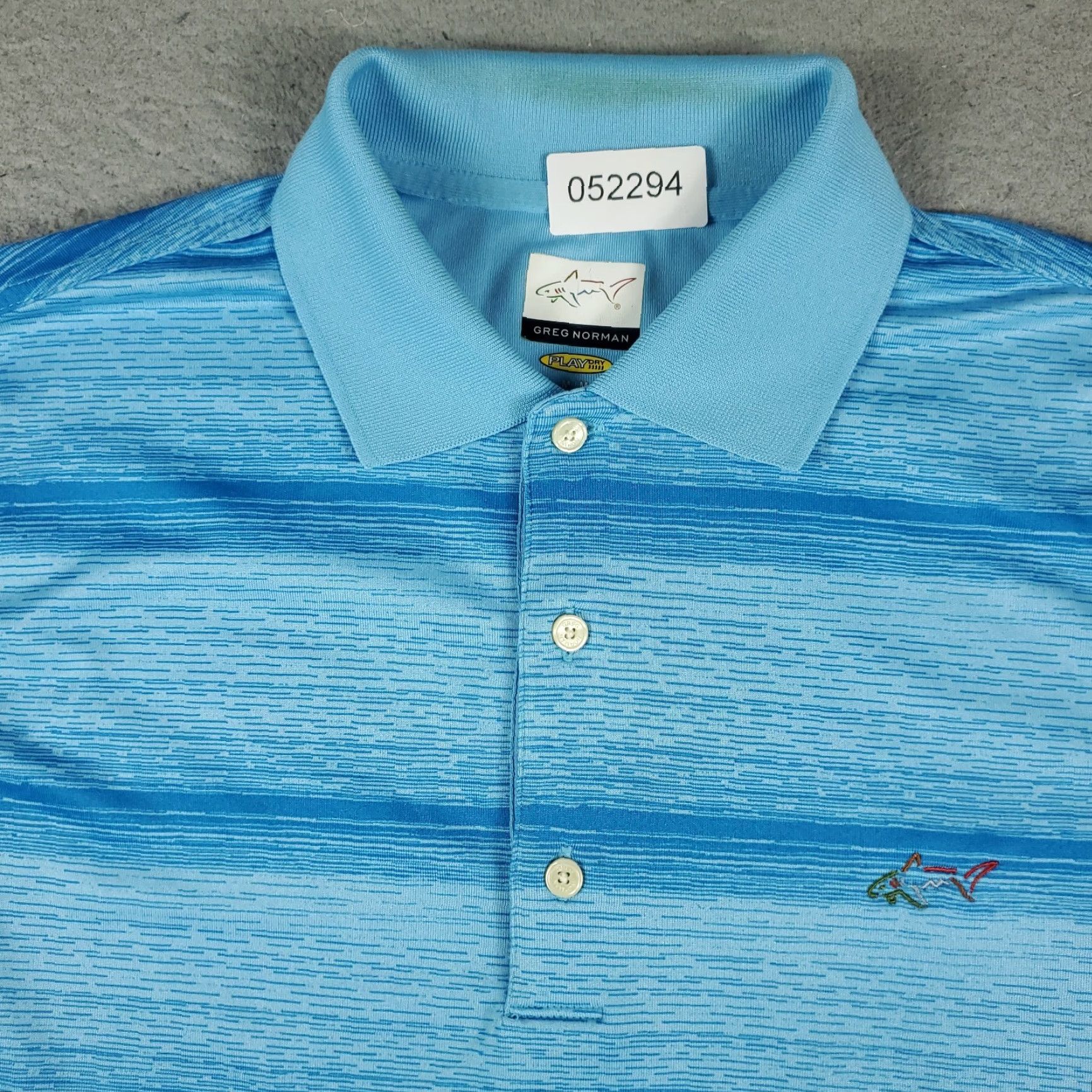 Vintage Greg Norman Polo Shirt Mens M Blue Striped Shark Casual Golf Short Sleeve Polo Shirt - Greg Norman - Mens Blue Striped Polo Shirt (M) Size US M / EU 48-50 / 2 - 2 Thumbnail