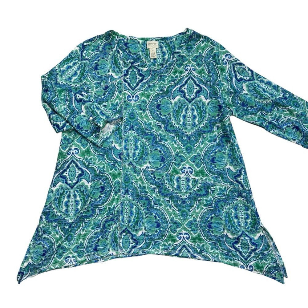 Chicos New Chico's Zenergy Paisley Seam-Detail Tunic Size 2 US L Size L / US 10 / IT 46 - 6 Thumbnail