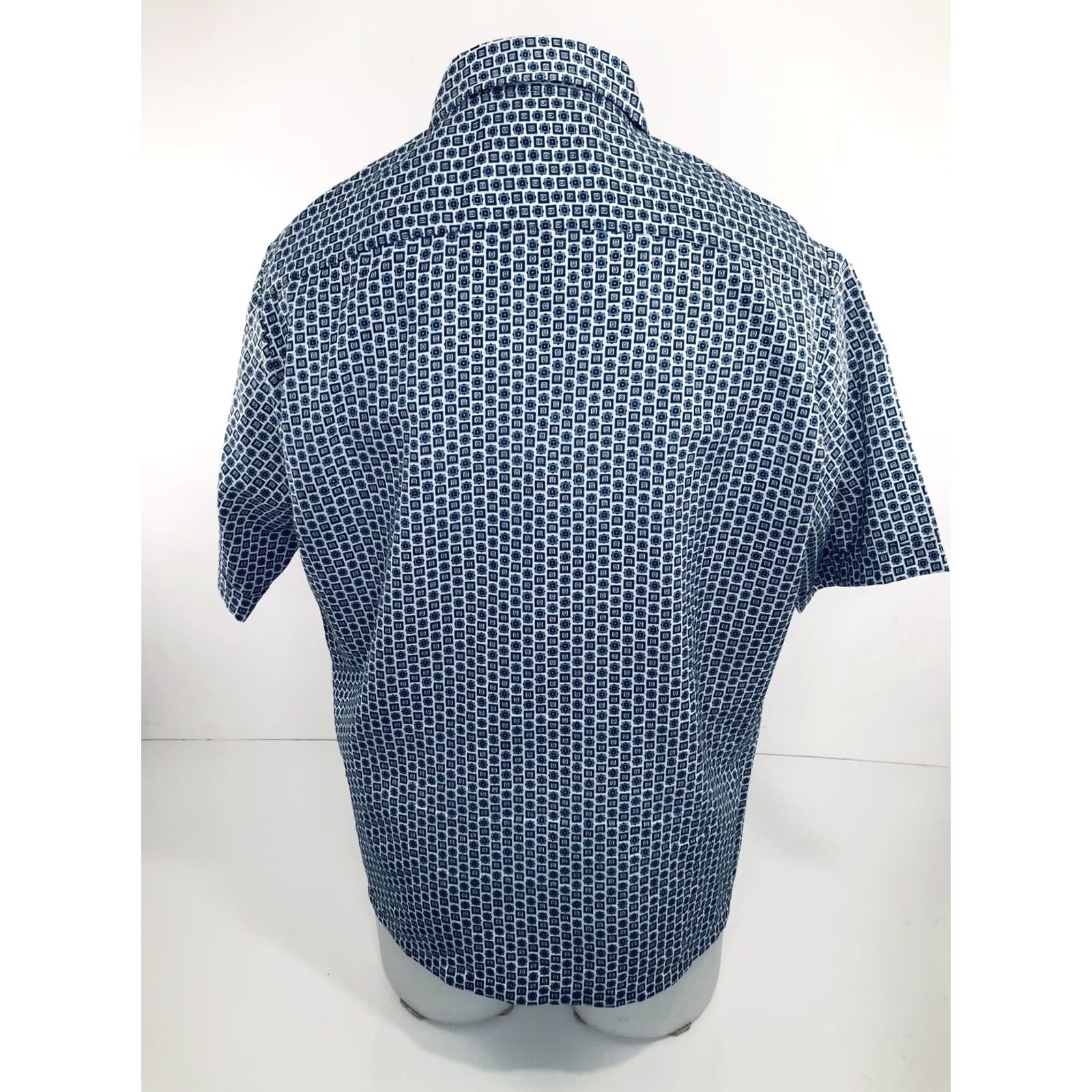 Sears SEARS BEST KINGS ROAD Geometric DISCO Shirt Adult 15.5 Md. White Blue Gold Mens Size US L / EU 52-54 / 3 - 4 Thumbnail