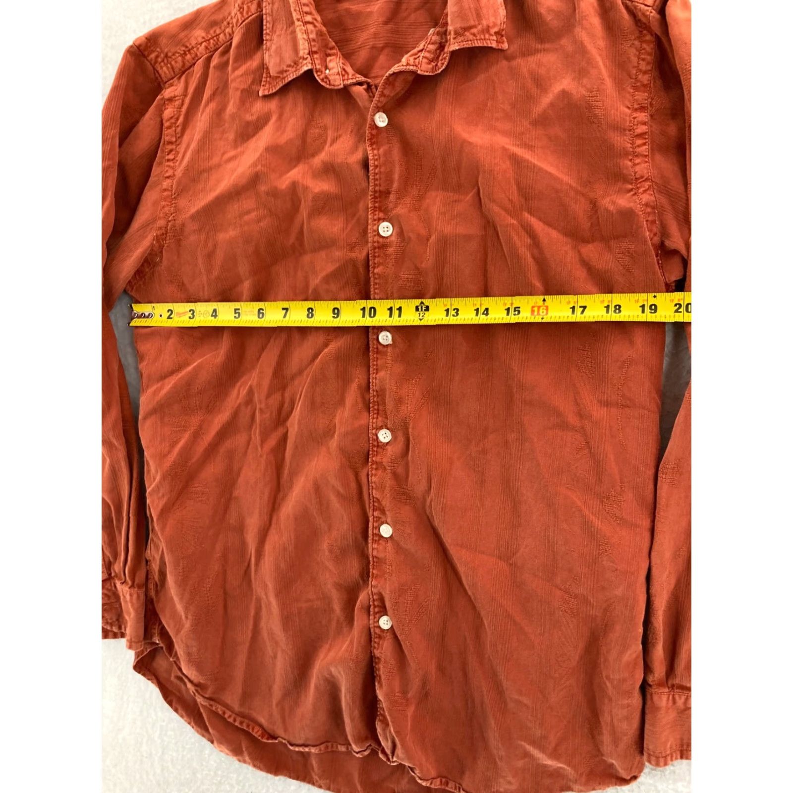 Tommy Bahama Tommy Bahama Button-Up Shirt Mens Medium Orange Tencel Cotton Long Sleeve Casual Beach Size US M / EU 48-50 / 2 - 2 Thumbnail