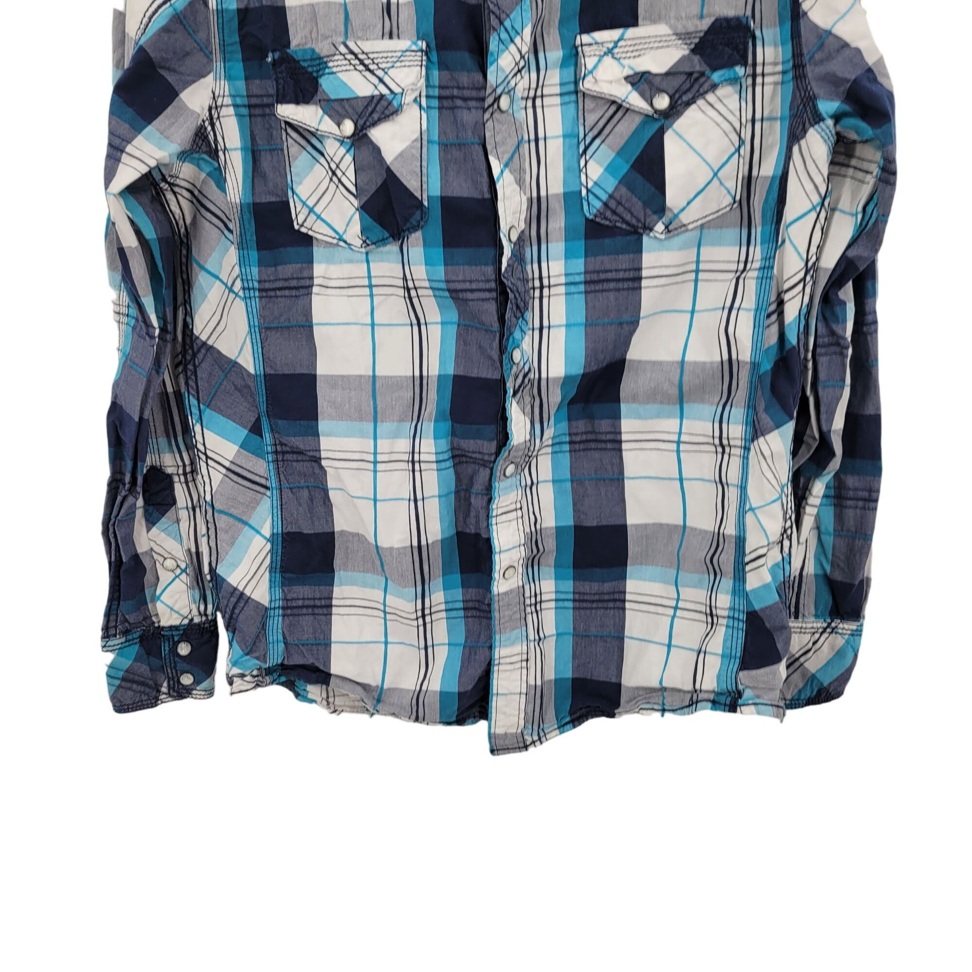 BKE VTG BKE Unisex Medium Plaid Western Shirt M Blue Pearl Snap Size US M / EU 48-50 / 2 - 6 Thumbnail