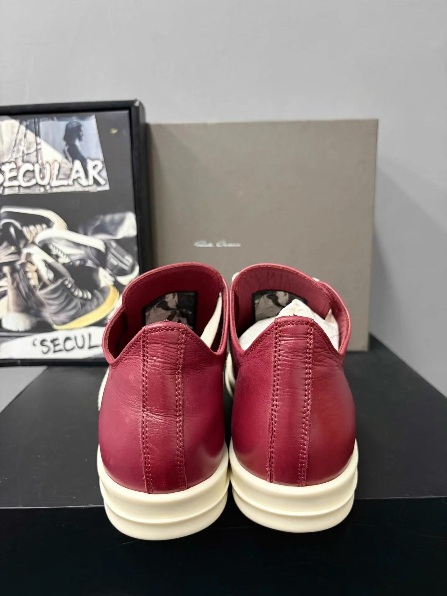 Rick Owens Rick Owens 24FW Red Leather Ramones Low-Tops K34 Size US 7 / IT 37 - 7 Thumbnail