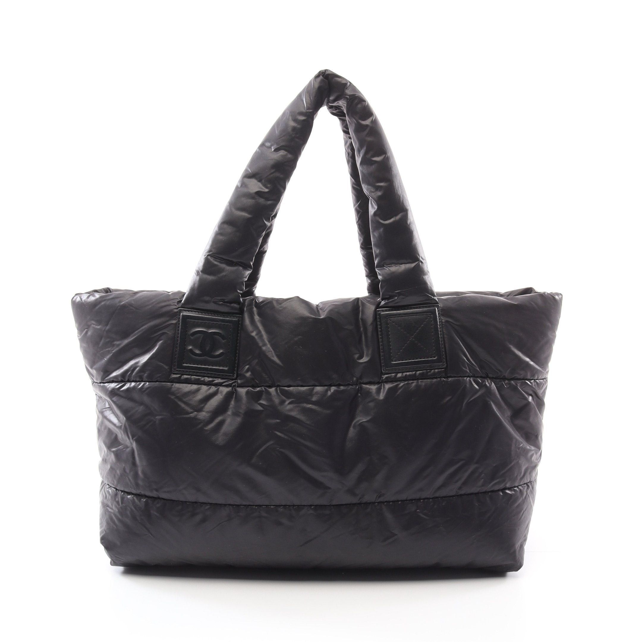 Chanel Coco Coon Mm Handbag Tote Bag Nylon Leather Black Bordeaux Silver Hardware Reversible