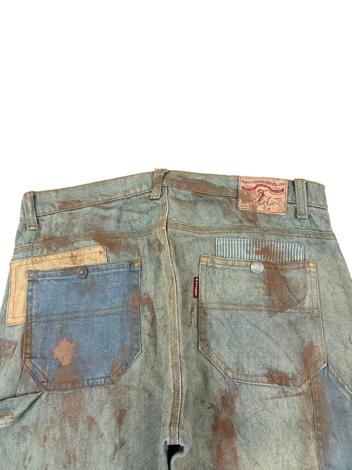 Japanese Brand Vintage Japanese Rusty Painted Patch Flare Jeans Size US 33 - 8 Thumbnail
